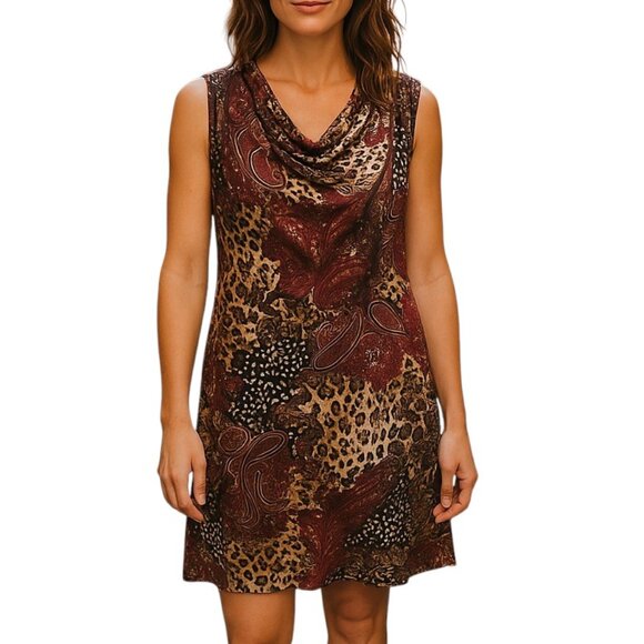 MSK animal/paisley print jersey dress size M - Picture 1 of 10
